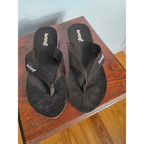 Reef‎ Flip Flops 9 Sandals Thong Black Comfort Casual Women's Size - Picture 1 of 2